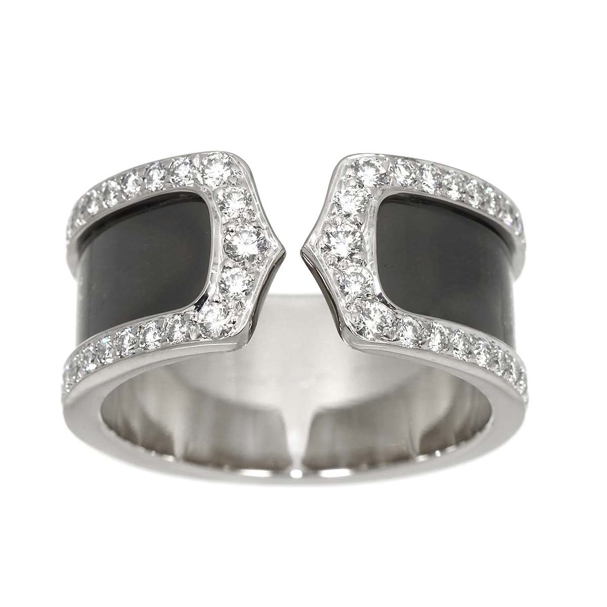 2C Black lacquer Diamond Ring 18K WG 750 size59 8.25-8.75(US)