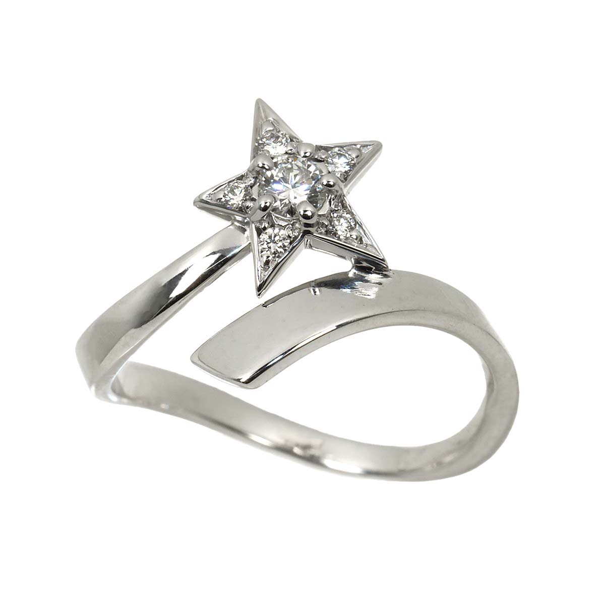 Comet Diamond Ring 18K White Gold 750 size51 5.5-5.75(US)
