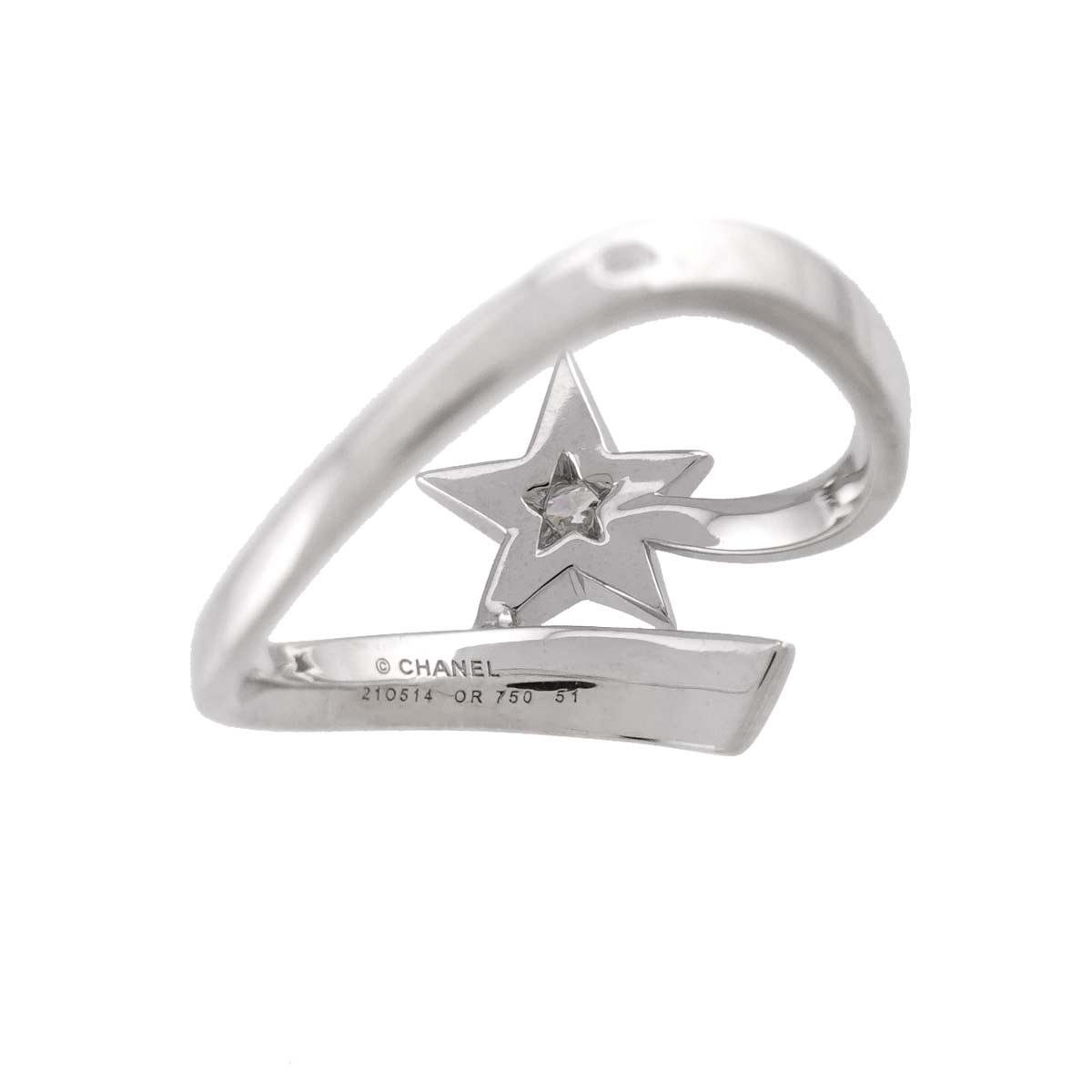Comet Diamond Ring 18K White Gold 750 size51 5.5-5.75(US)
