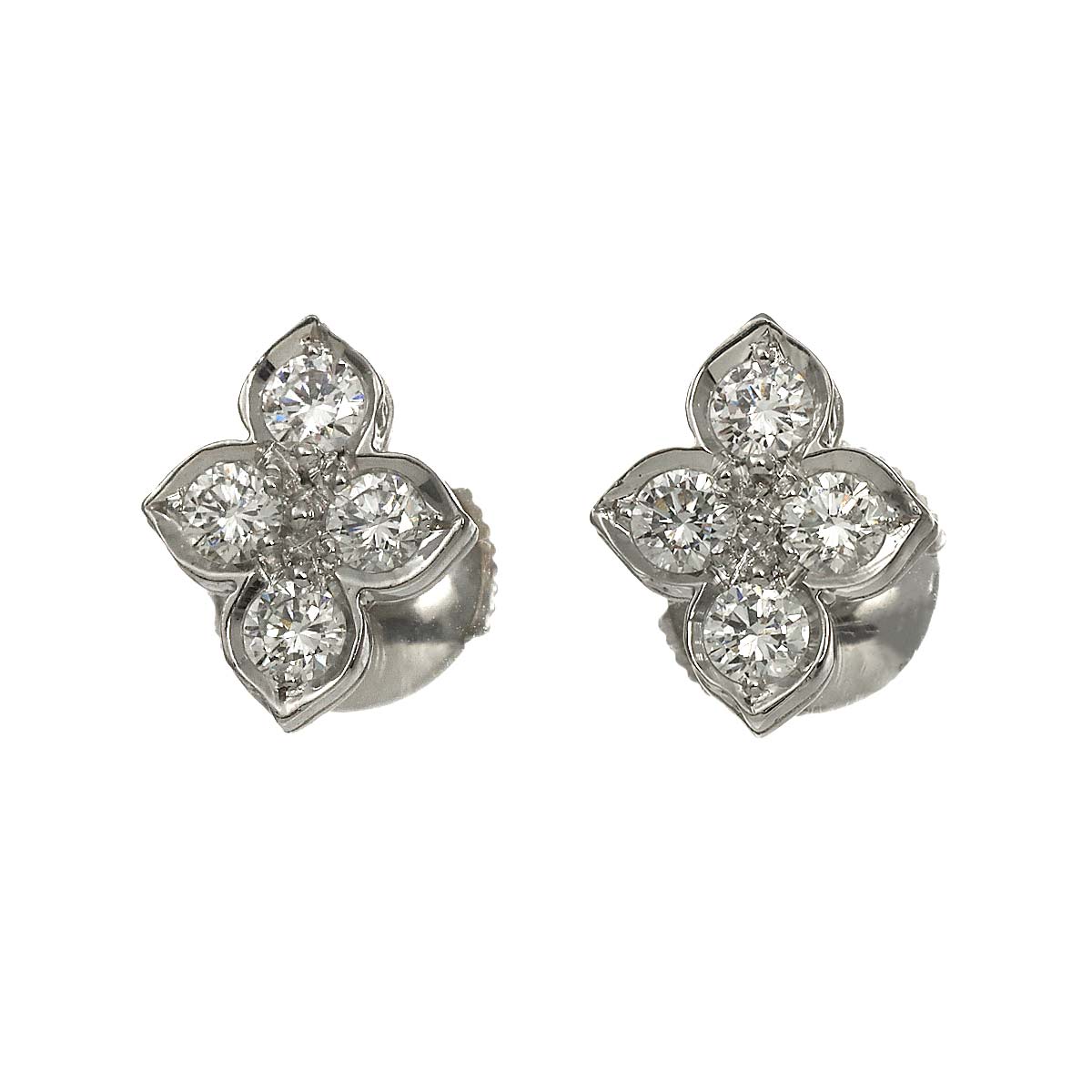 Hindu Diamond Earrings Pierced 18K WG 750