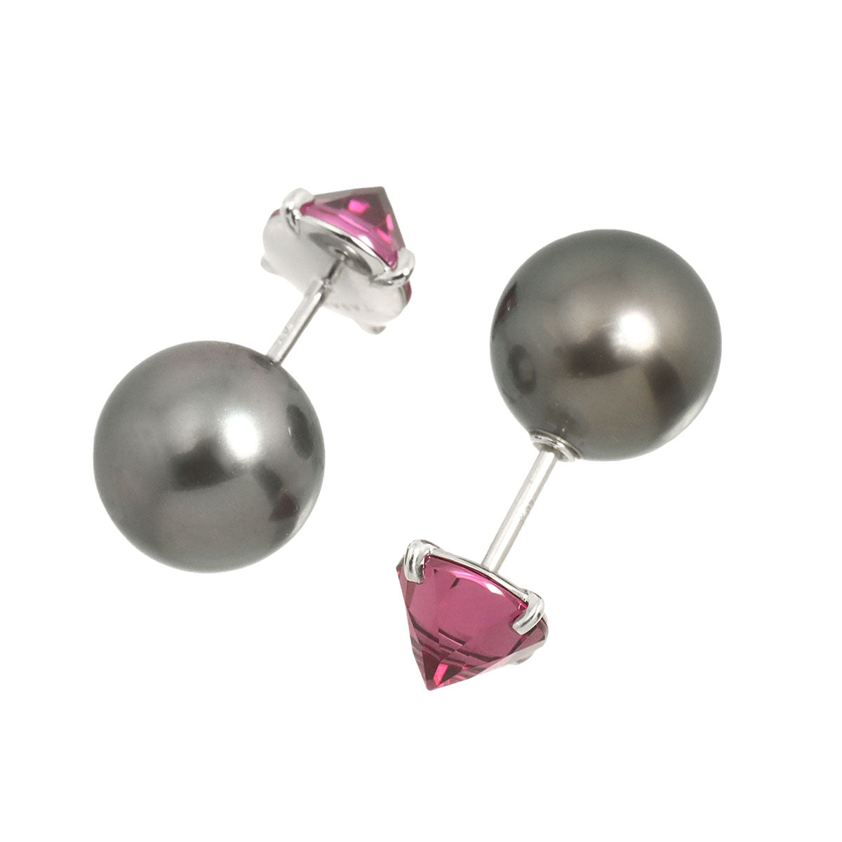 South Sea pearl 9.3mm Garnet Earrings Pierced 18K WG 750