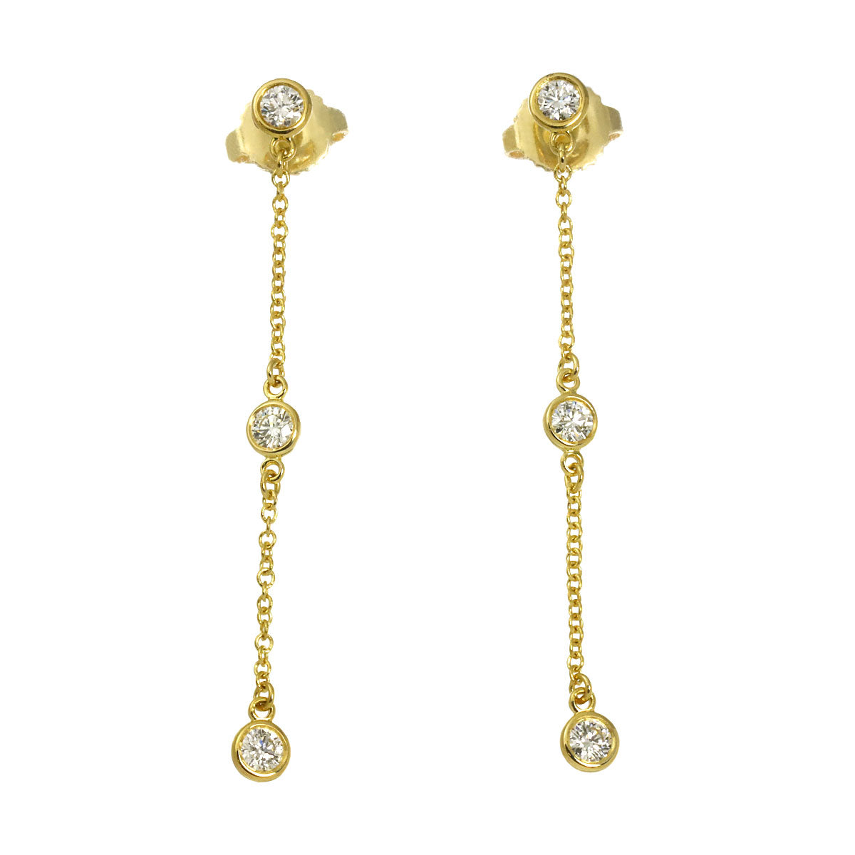By The Yard Diamond Earrings Pierced 18K Yellow Gold 750