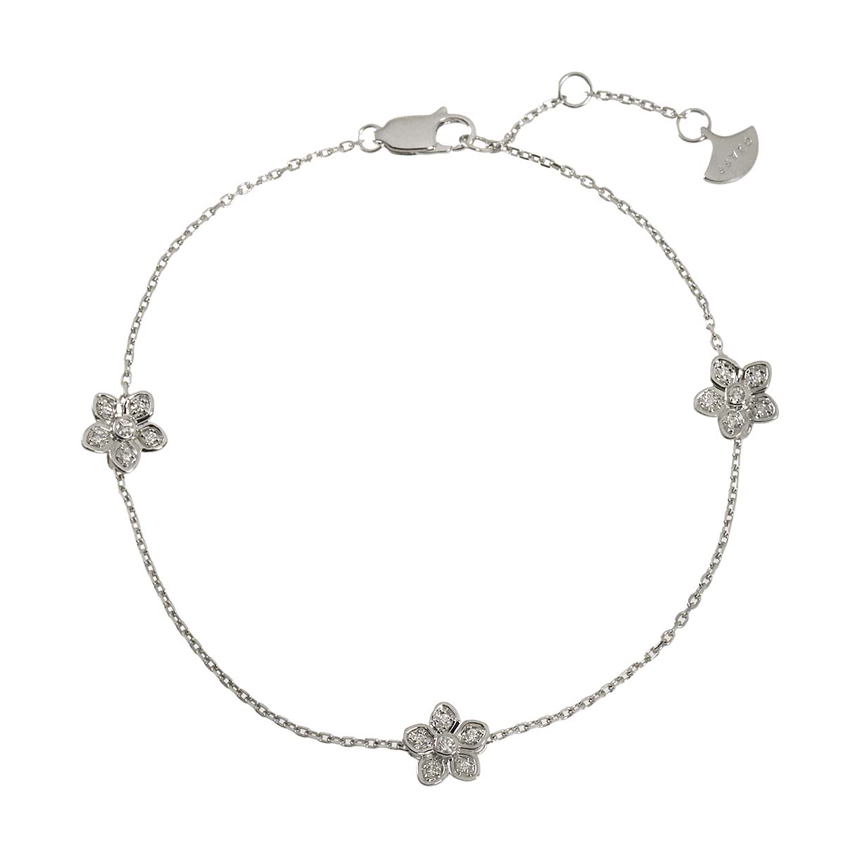 Diamond Flower Motif Bracelet 18K WG 750
