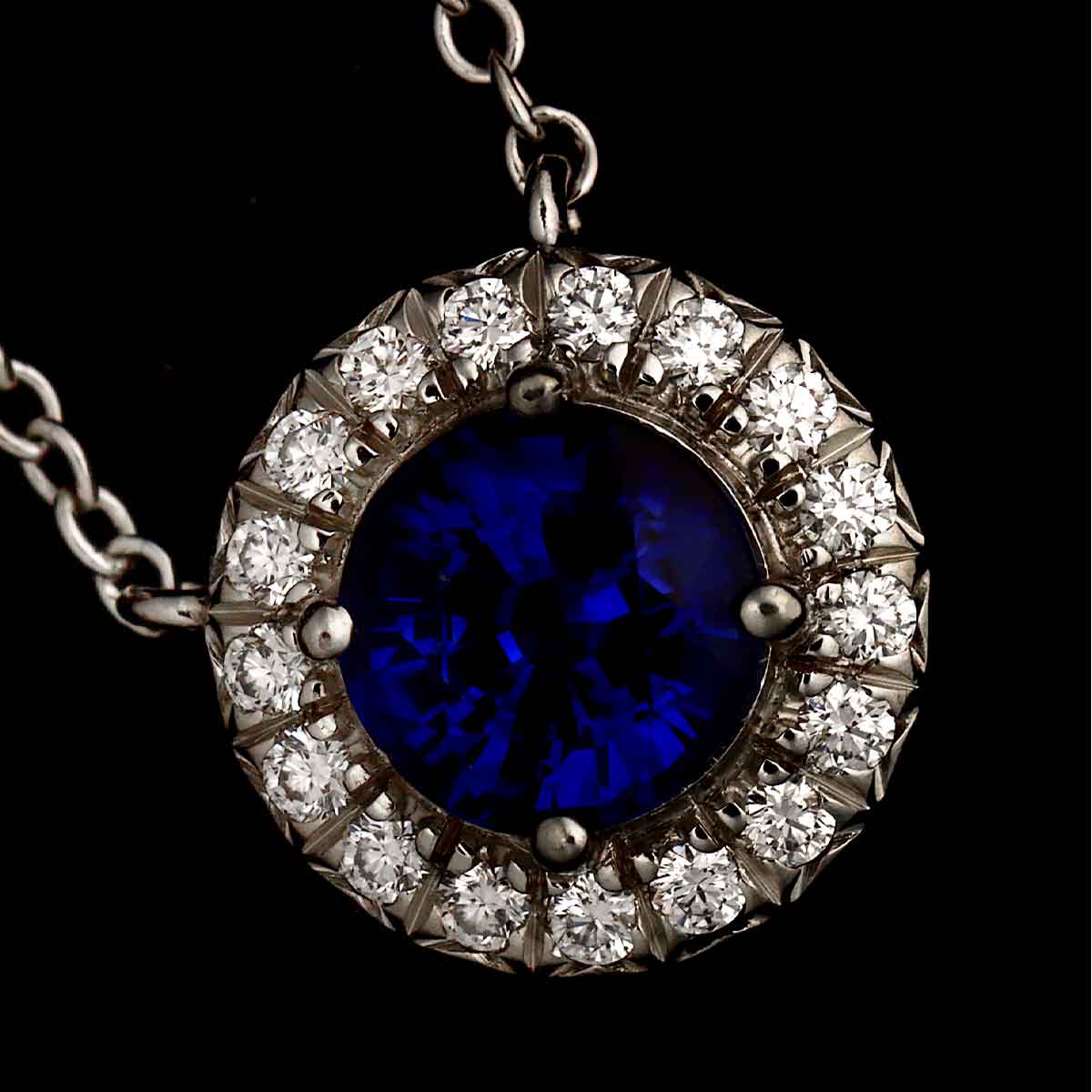 Soleste Sapphire Diamond Necklace Platinum