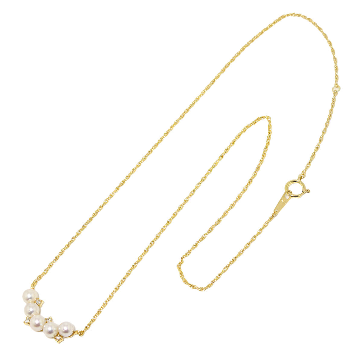Akoya Pearl 4.4-4.2mm Diamond 0.05ct Necklace 18K YG 750