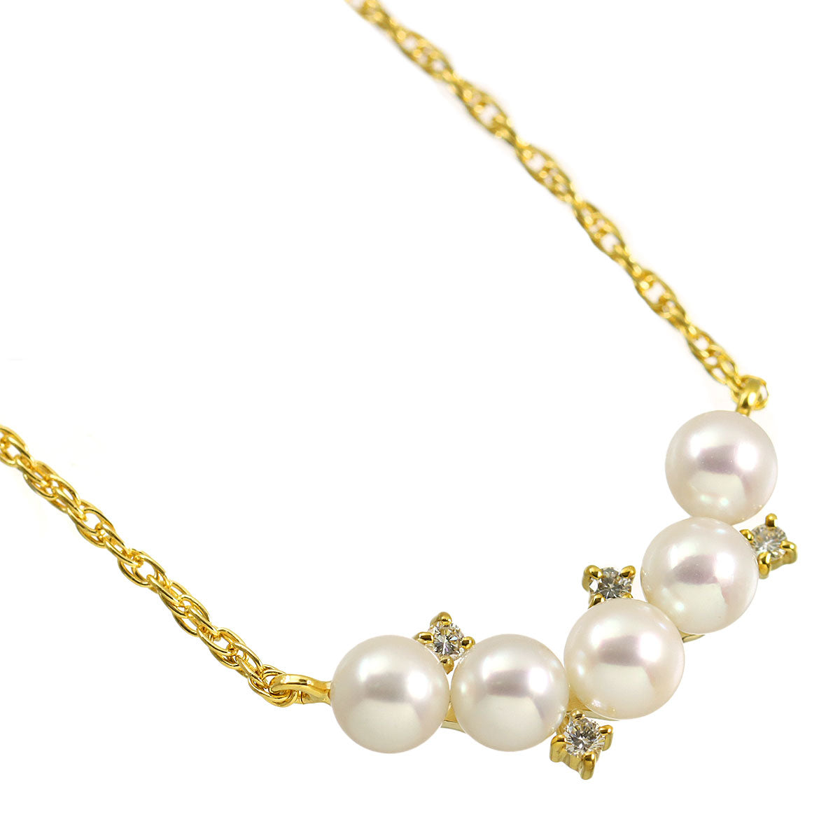 Akoya Pearl 4.4-4.2mm Diamond 0.05ct Necklace 18K YG 750