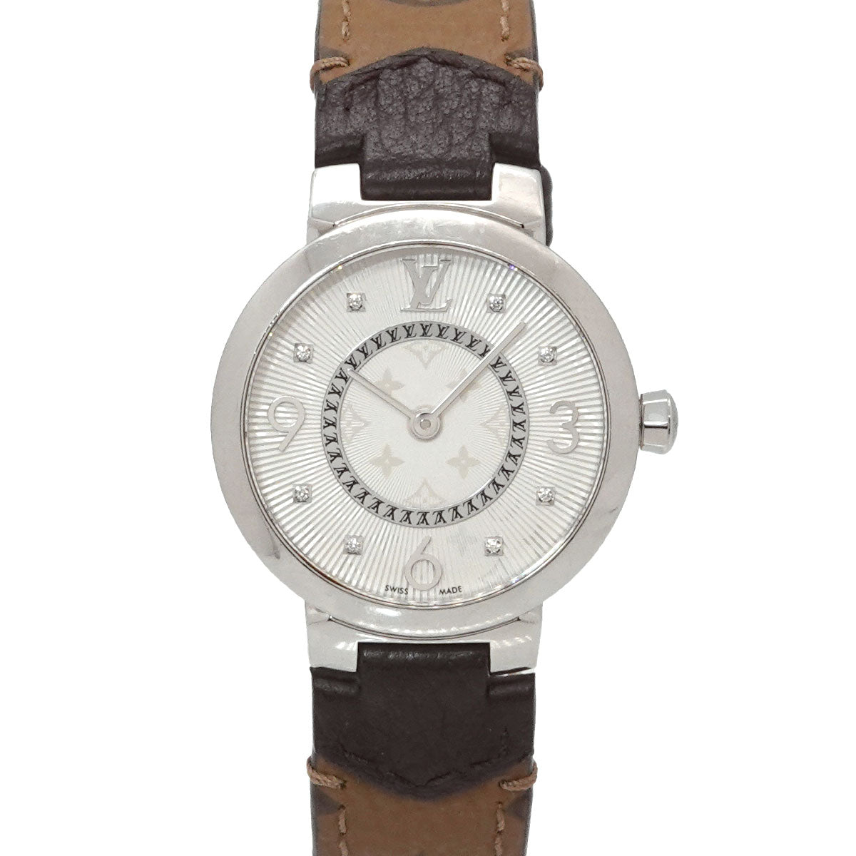 Tambour Slim Q12MG Silver Dial 8P Diamond Ladies Watch