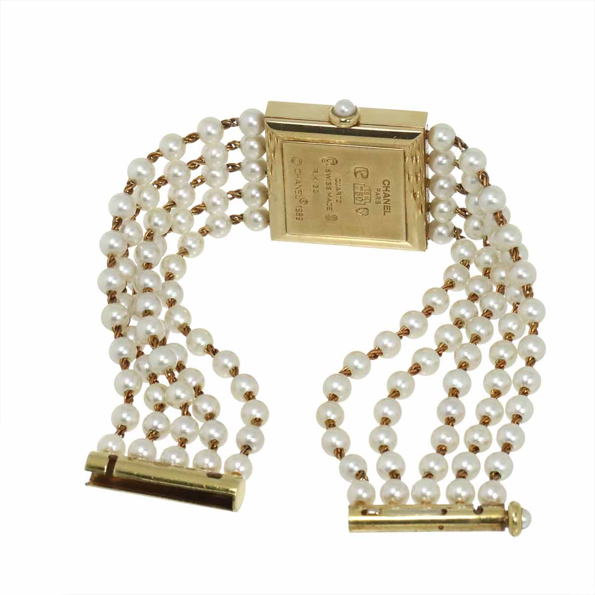 Mademoiselle Pearl Bracelet H0007 750 YG White Dial Ladies