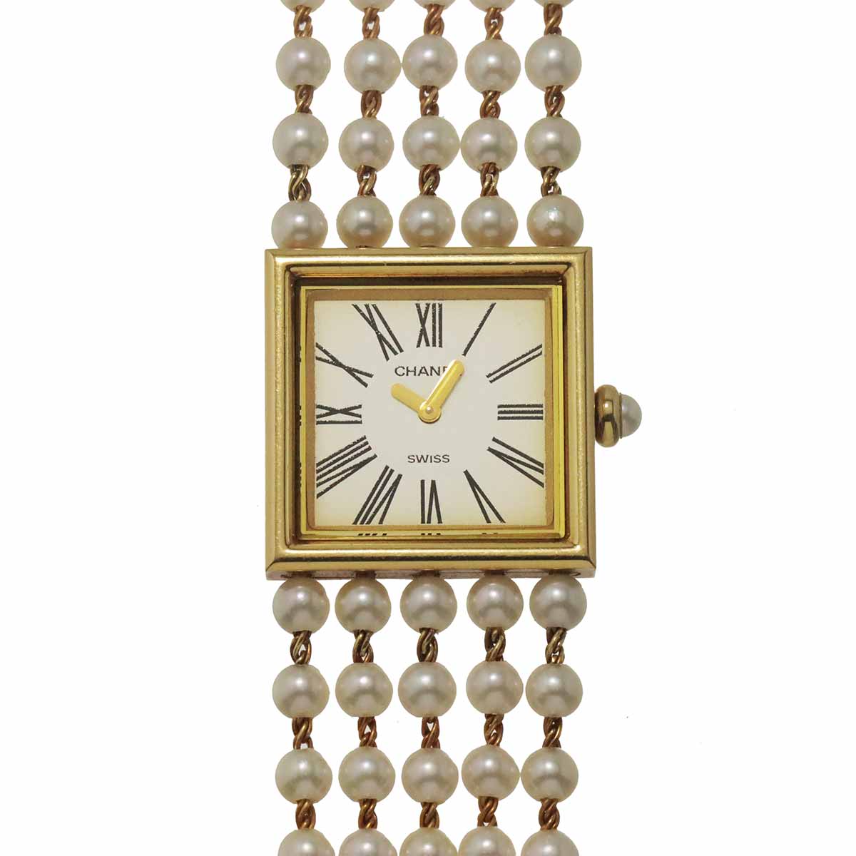 Mademoiselle Pearl Bracelet H0007 750 YG White Dial Ladies
