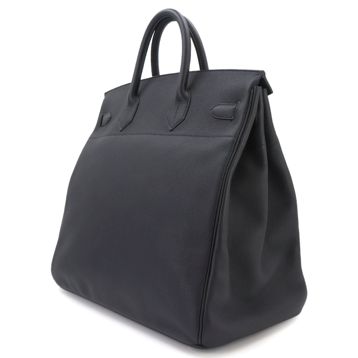 Haut a Courroies 40 Togo Leather Black Hand Bag Purse