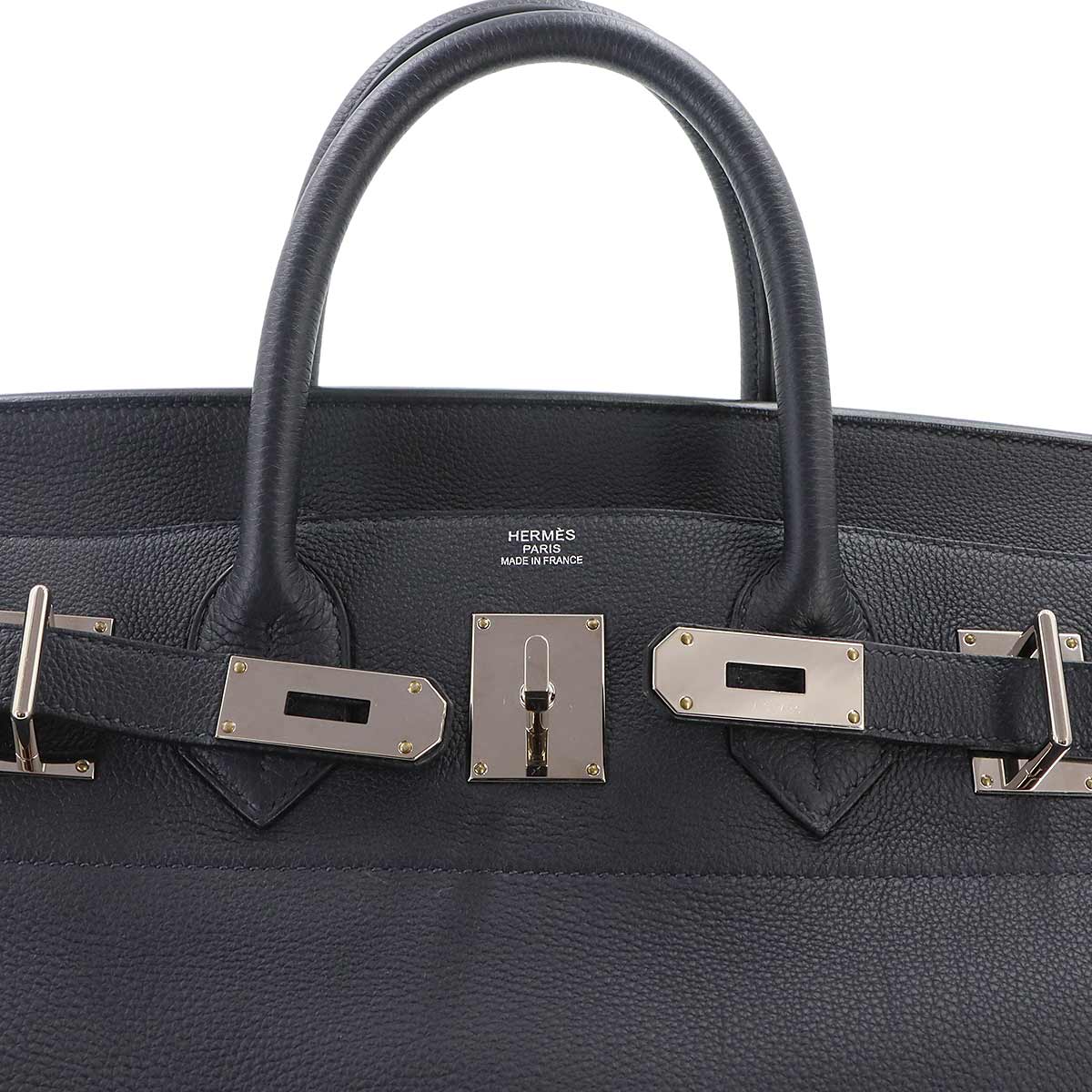 Haut a Courroies 40 Togo Leather Black Hand Bag Purse