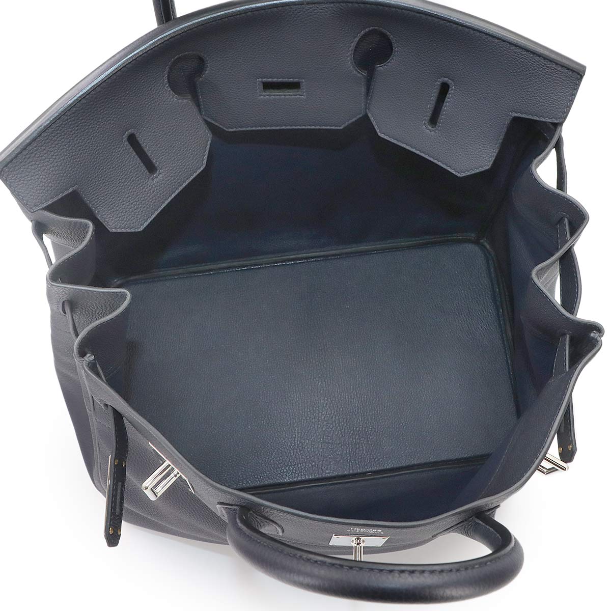 Haut a Courroies 40 Togo Leather Black Hand Bag Purse