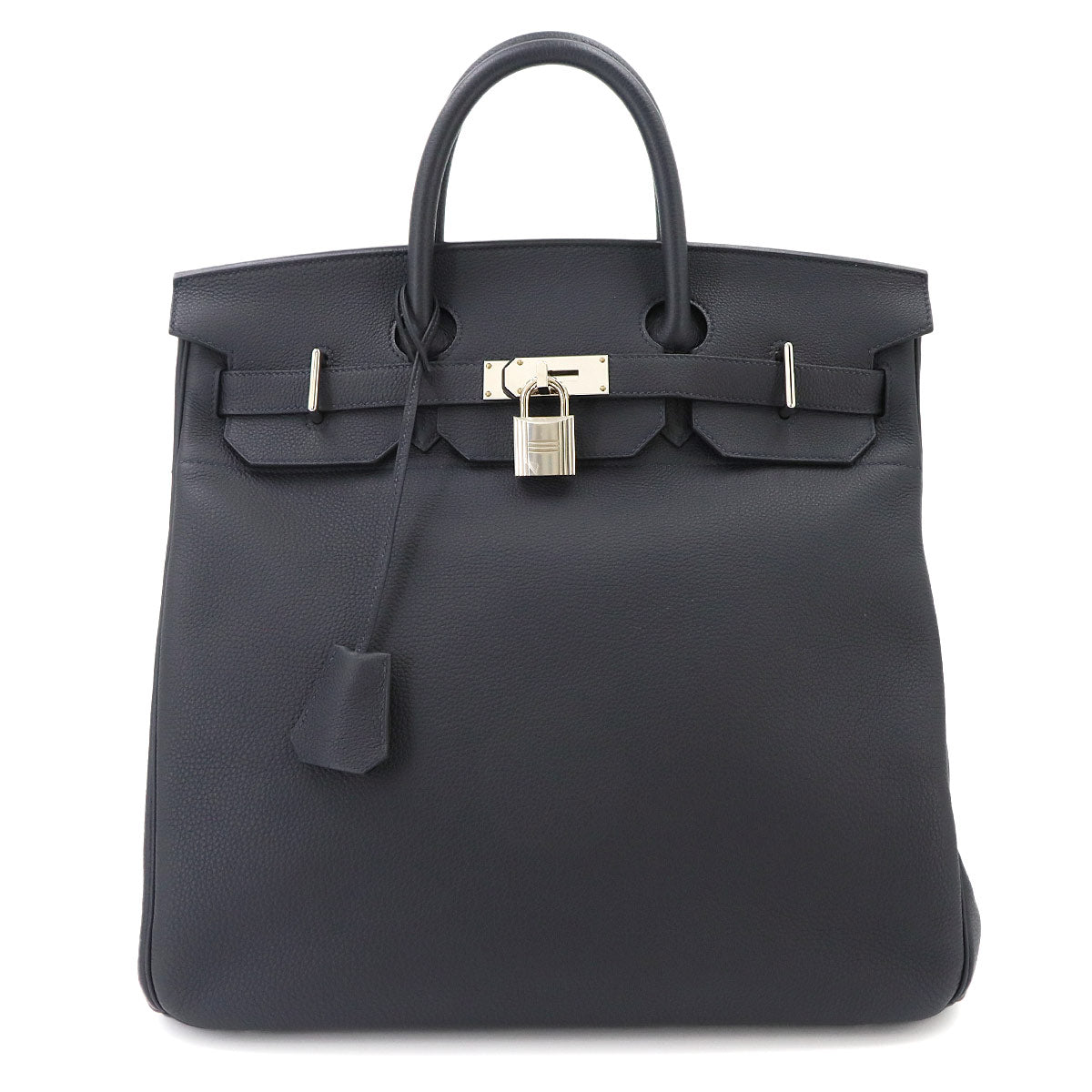Haut a Courroies 40 Togo Leather Black Hand Bag Purse