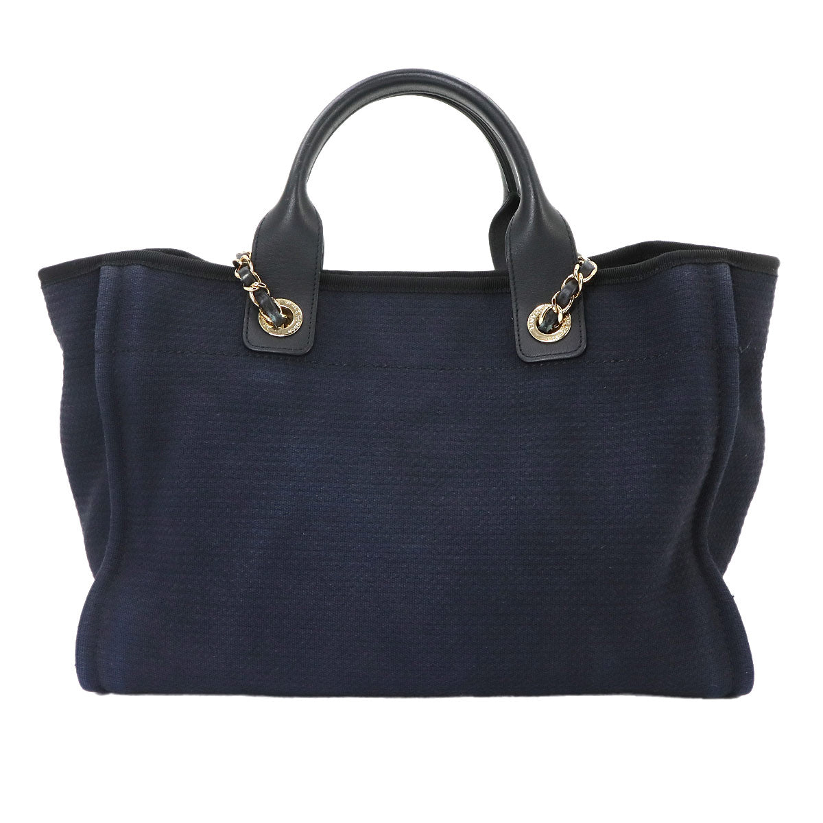 Deauville Small Shopping Tote Chain Shoulder Bag Navy AS3257