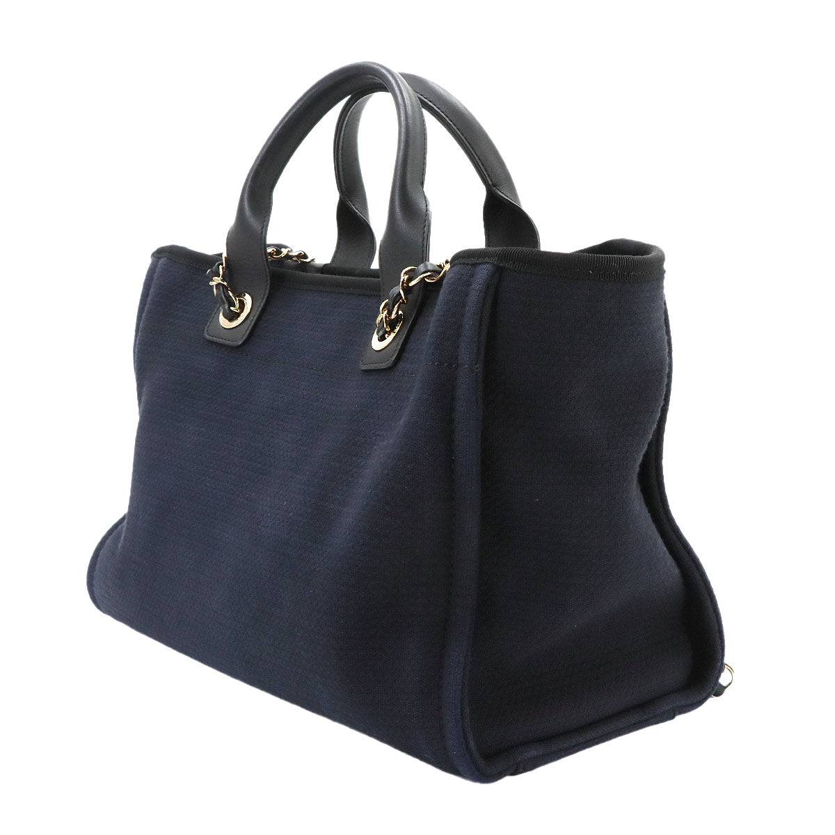 Deauville Small Shopping Tote Chain Shoulder Bag Navy AS3257