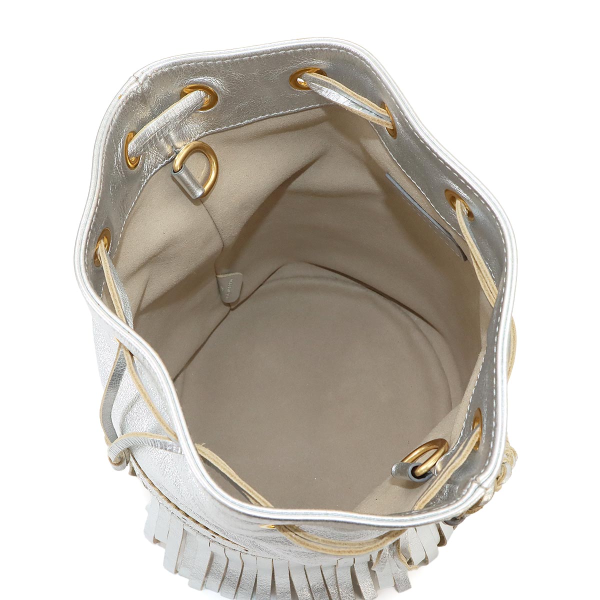 Carnival Fringe Drawstring Hand Shoulder Bag Silver