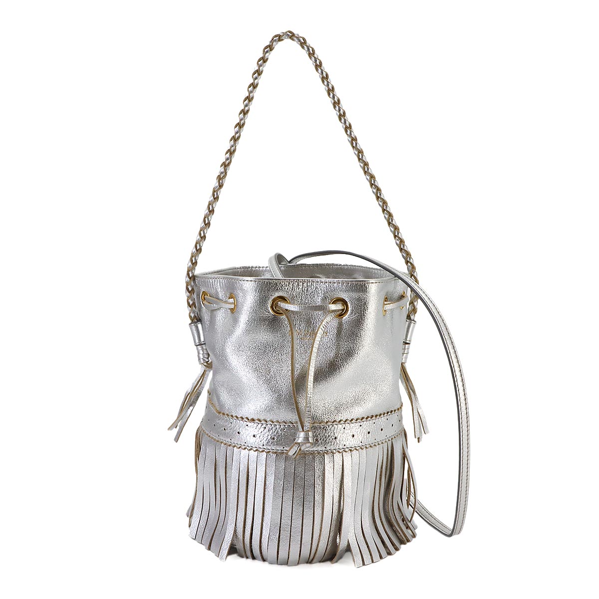 Carnival Fringe Drawstring Hand Shoulder Bag Silver