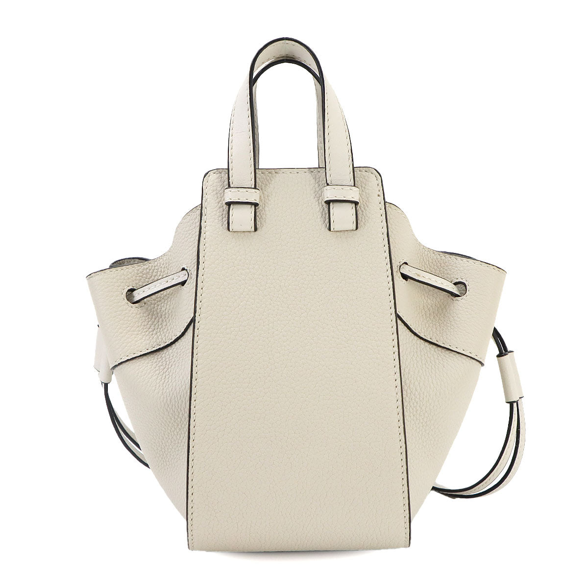 Hammock Drawstring Mini Hand Shoulder Bag Leather White