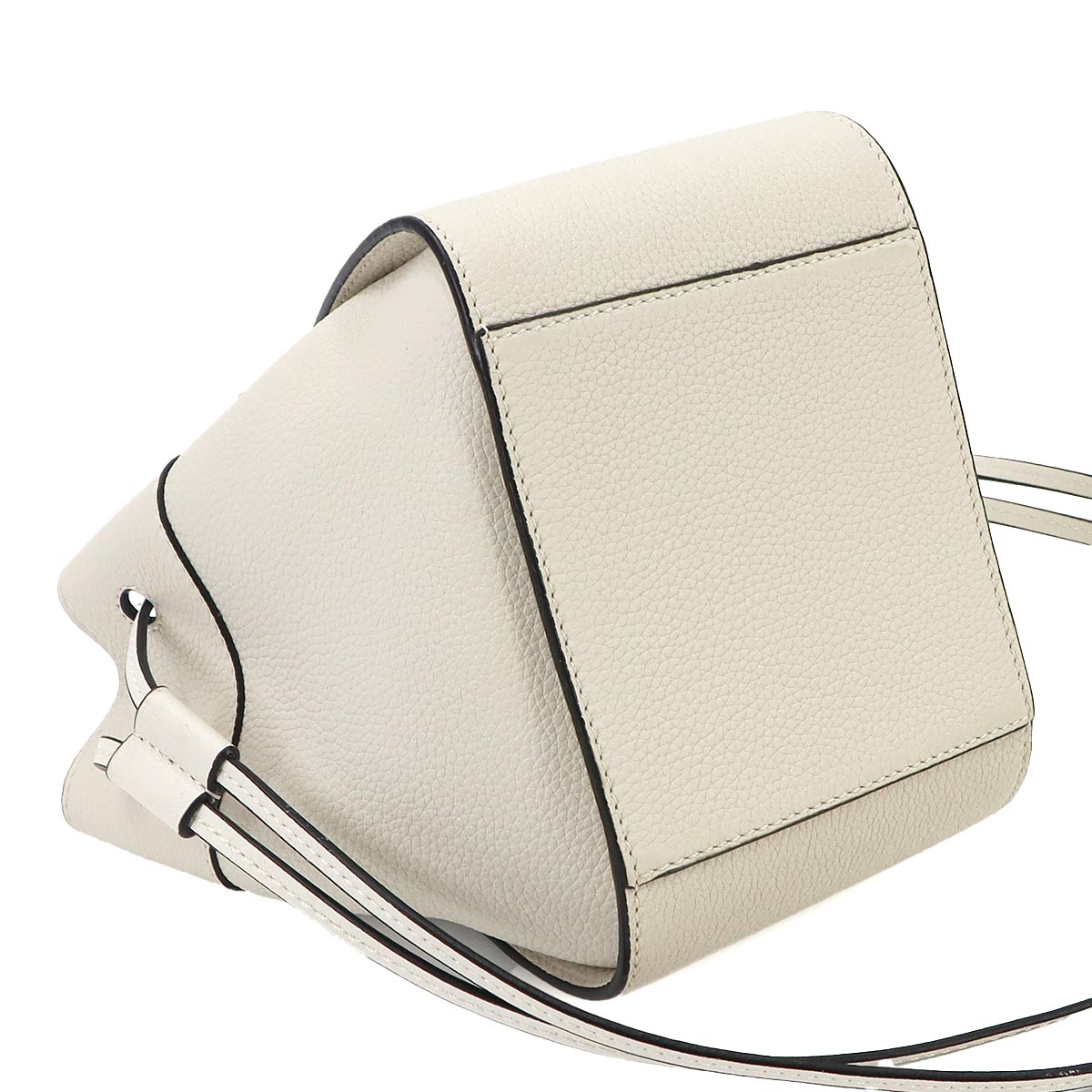 Hammock Drawstring Mini Hand Shoulder Bag Leather White
