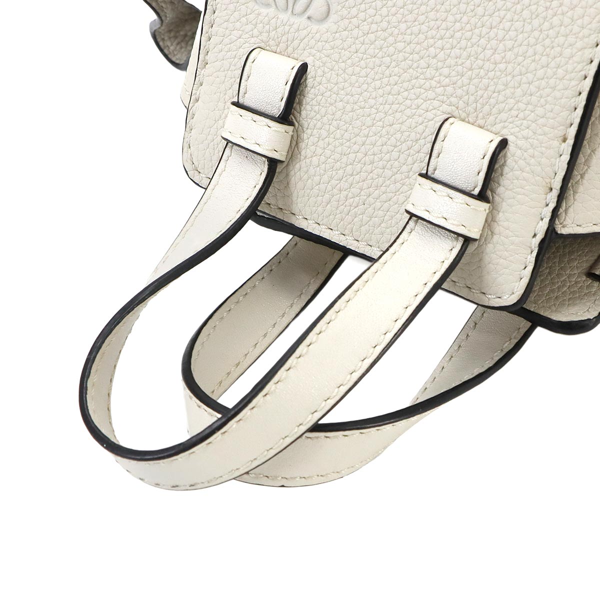 Hammock Drawstring Mini Hand Shoulder Bag Leather White