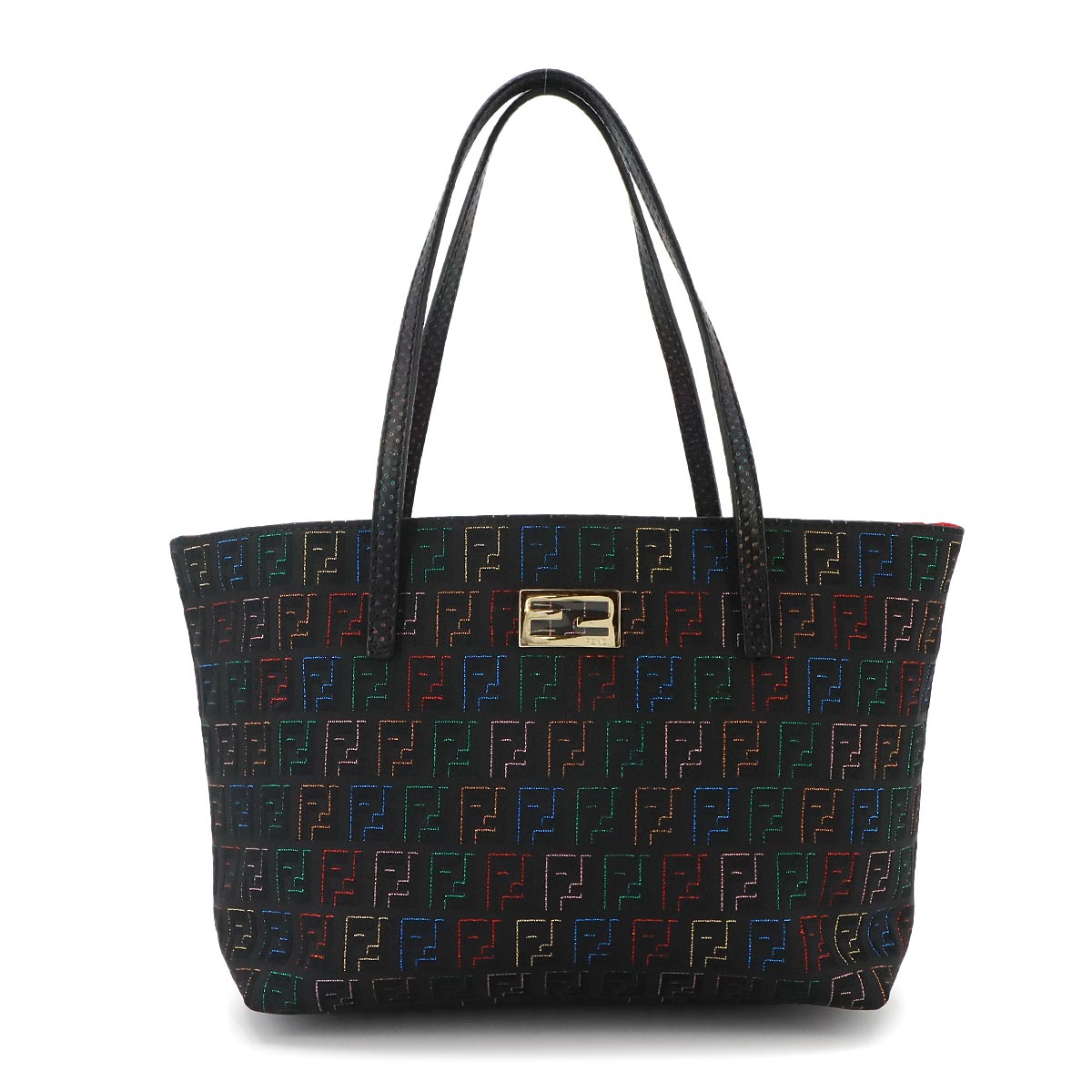 Zucchino Hand Bag Canvas Leather Black 8BH099