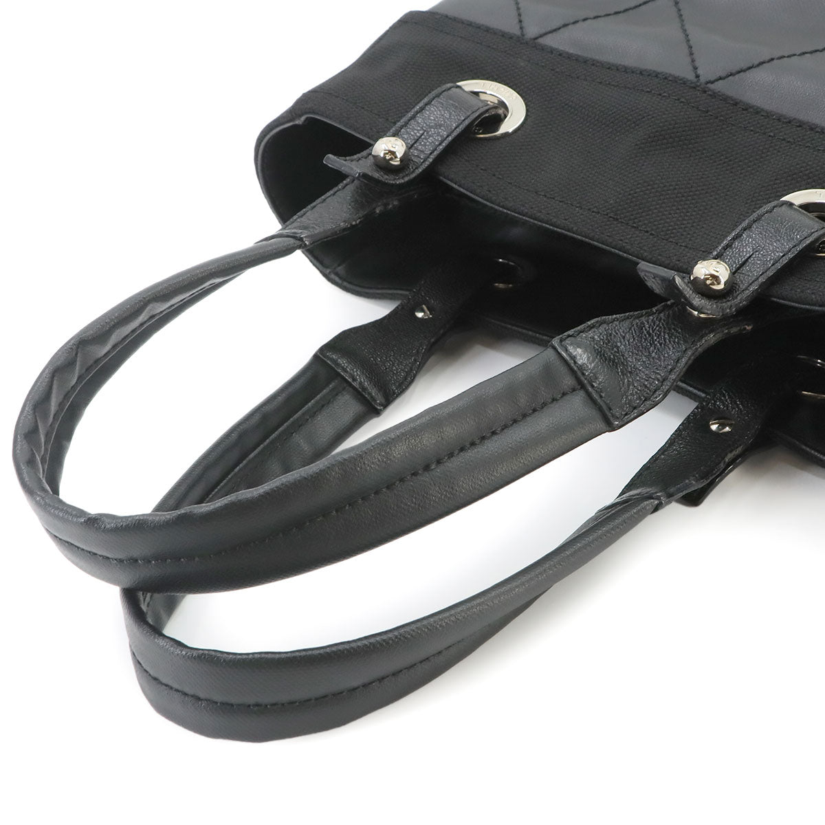 Paris Biarritz PM Tote Bag PVC Nylon Leather Black A34208 Purse