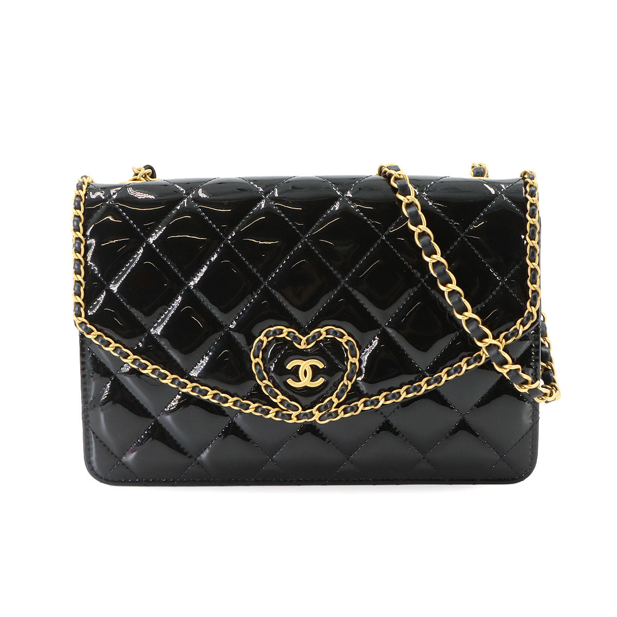 Matelasse Chain Shoulder Bag Enamel Black AP4900