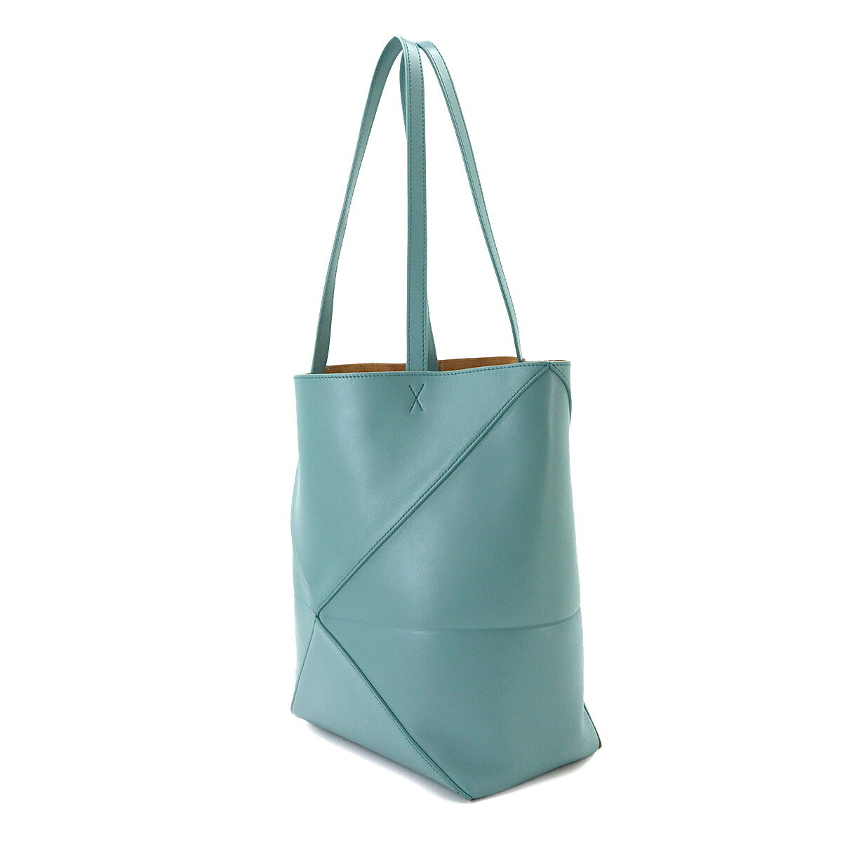 Medium Puzzle Fold tote Bag Leather Water Blue Purse