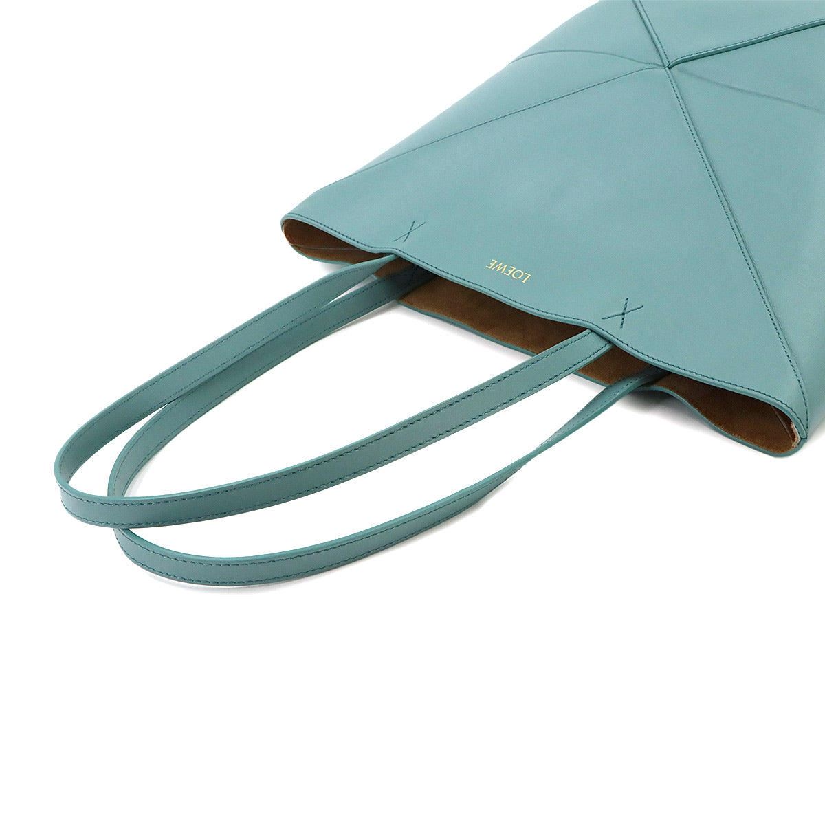 Medium Puzzle Fold tote Bag Leather Water Blue Purse