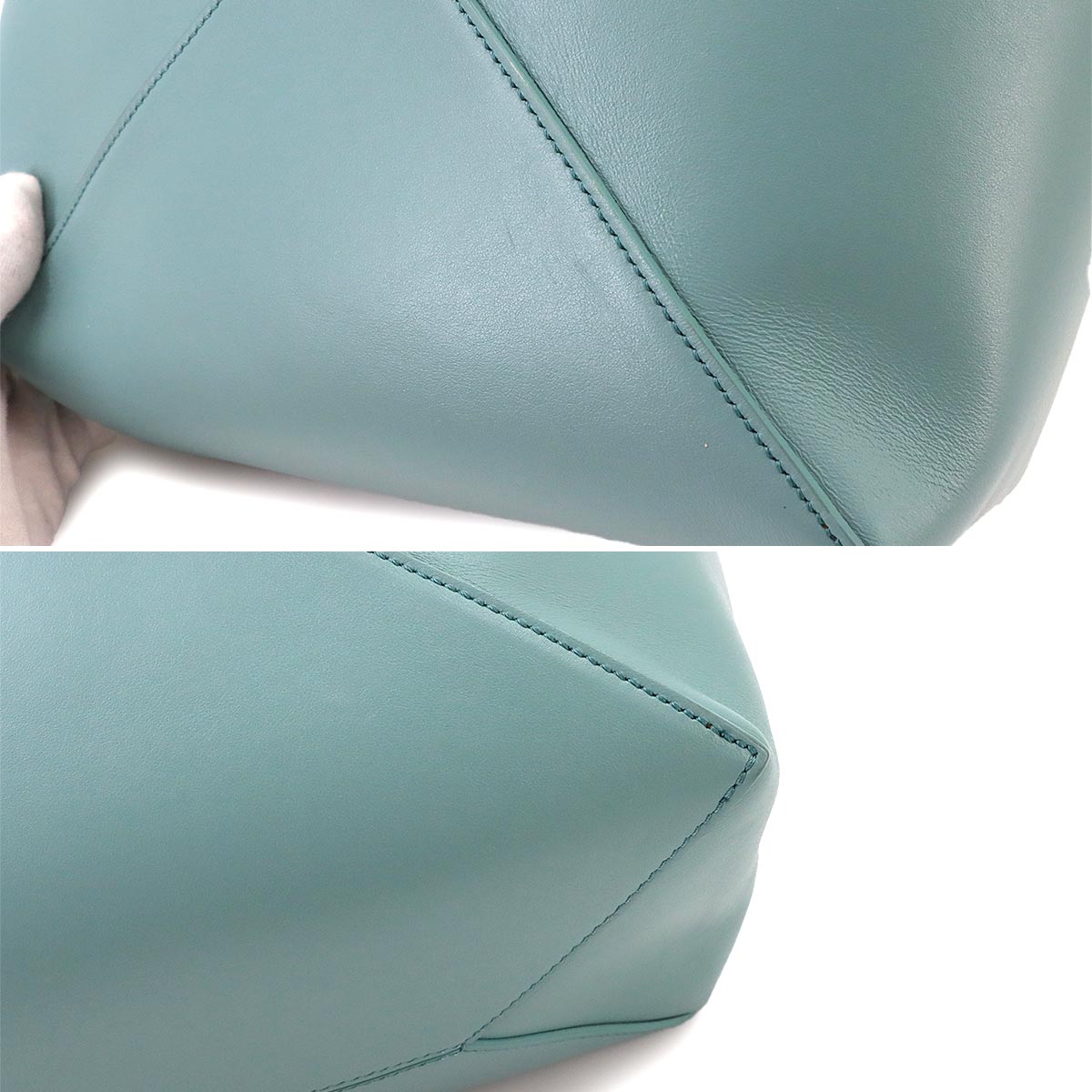 Medium Puzzle Fold tote Bag Leather Water Blue Purse