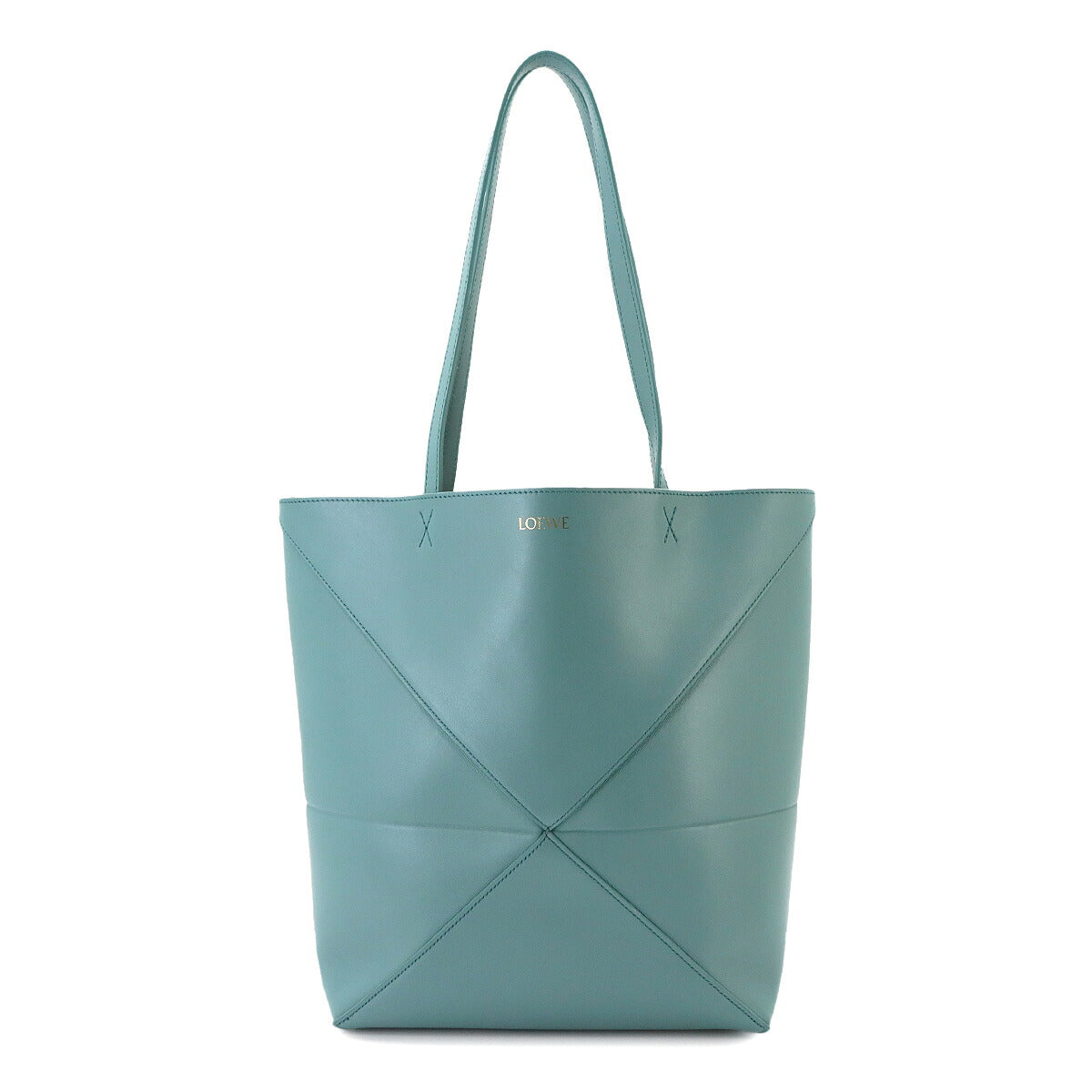 Medium Puzzle Fold tote Bag Leather Water Blue Purse