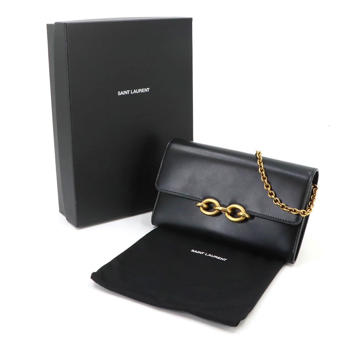 Le Maillon Chain Wallet Leather Black 696608
