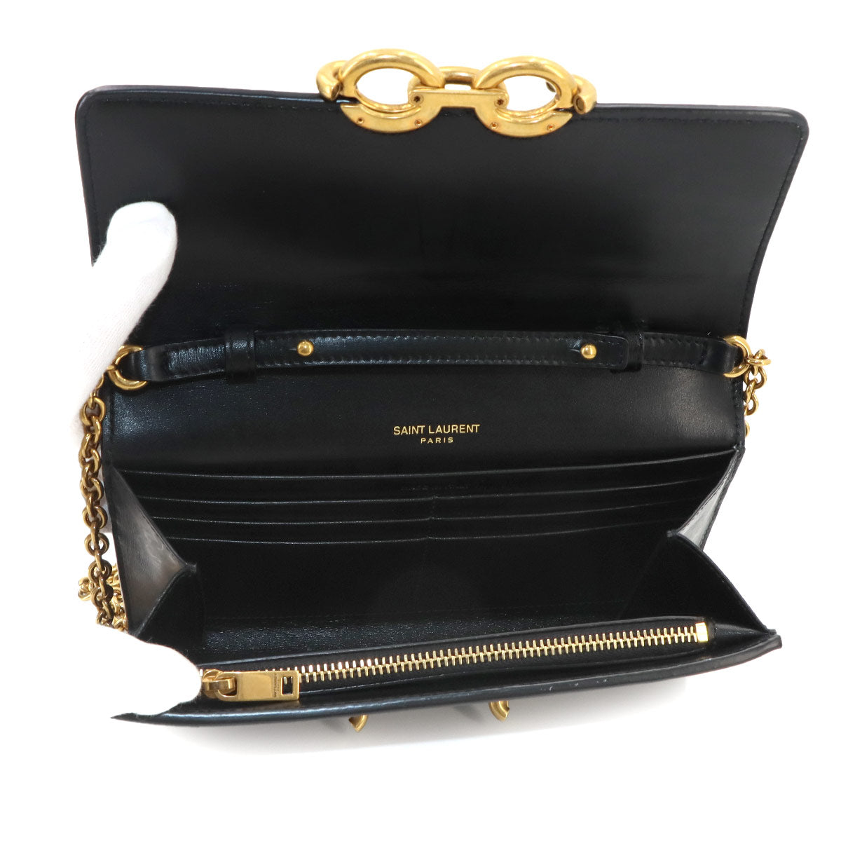 Le Maillon Chain Wallet Leather Black 696608