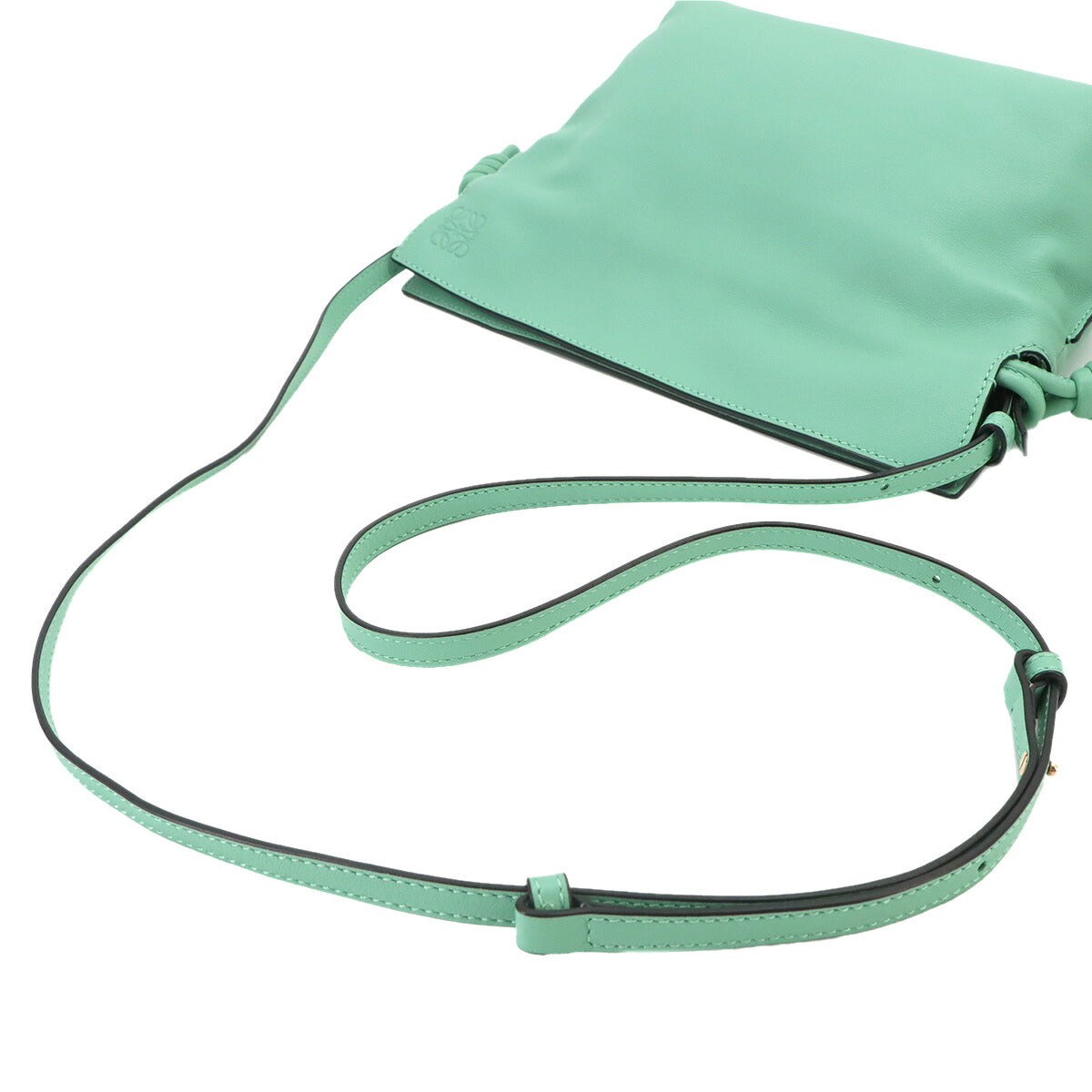 Flamenco Clutch Mini Shoulder Bag Leather Green Purse