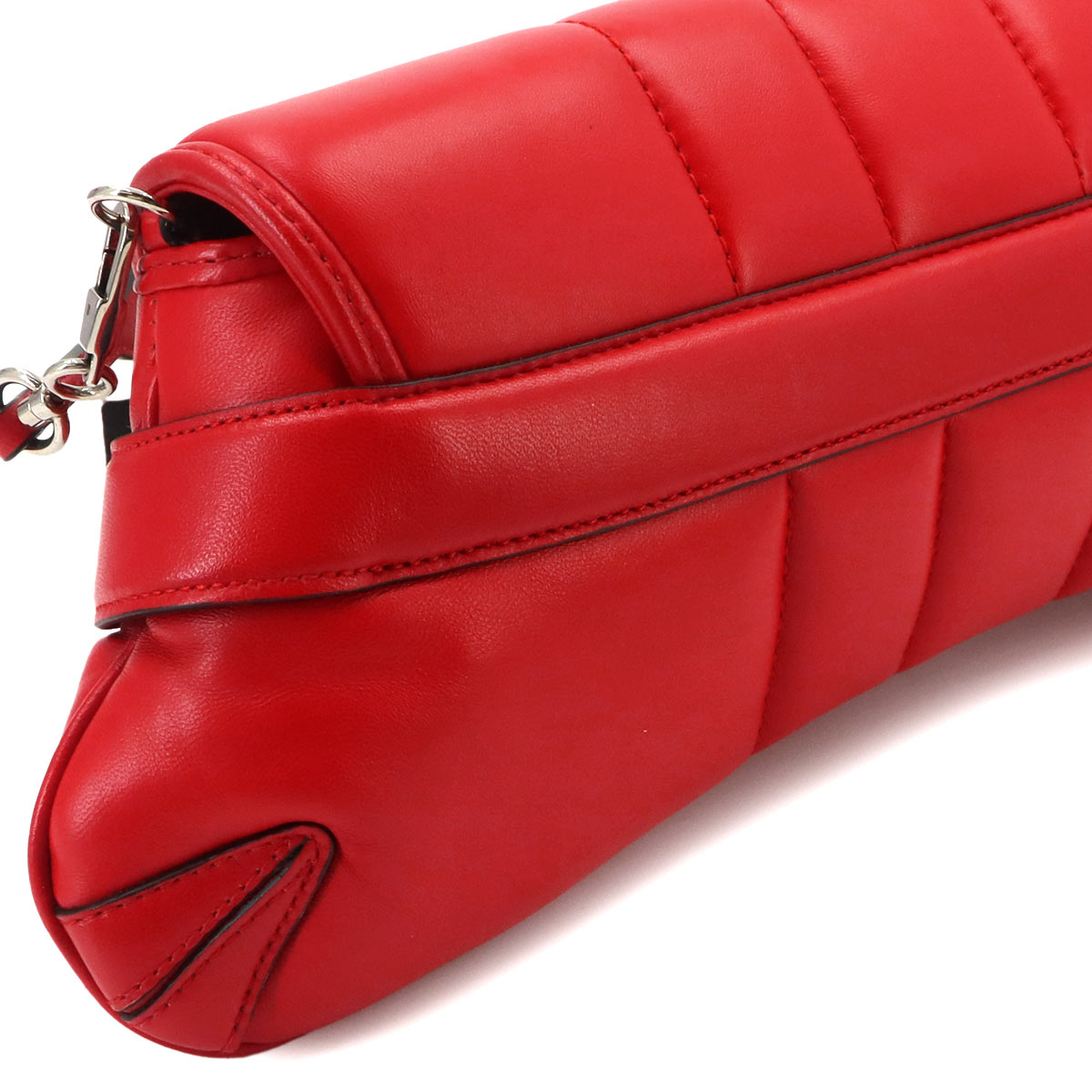 Horsebit Chain Shoulder Bag Leather Red 764255 Silver Hardware
