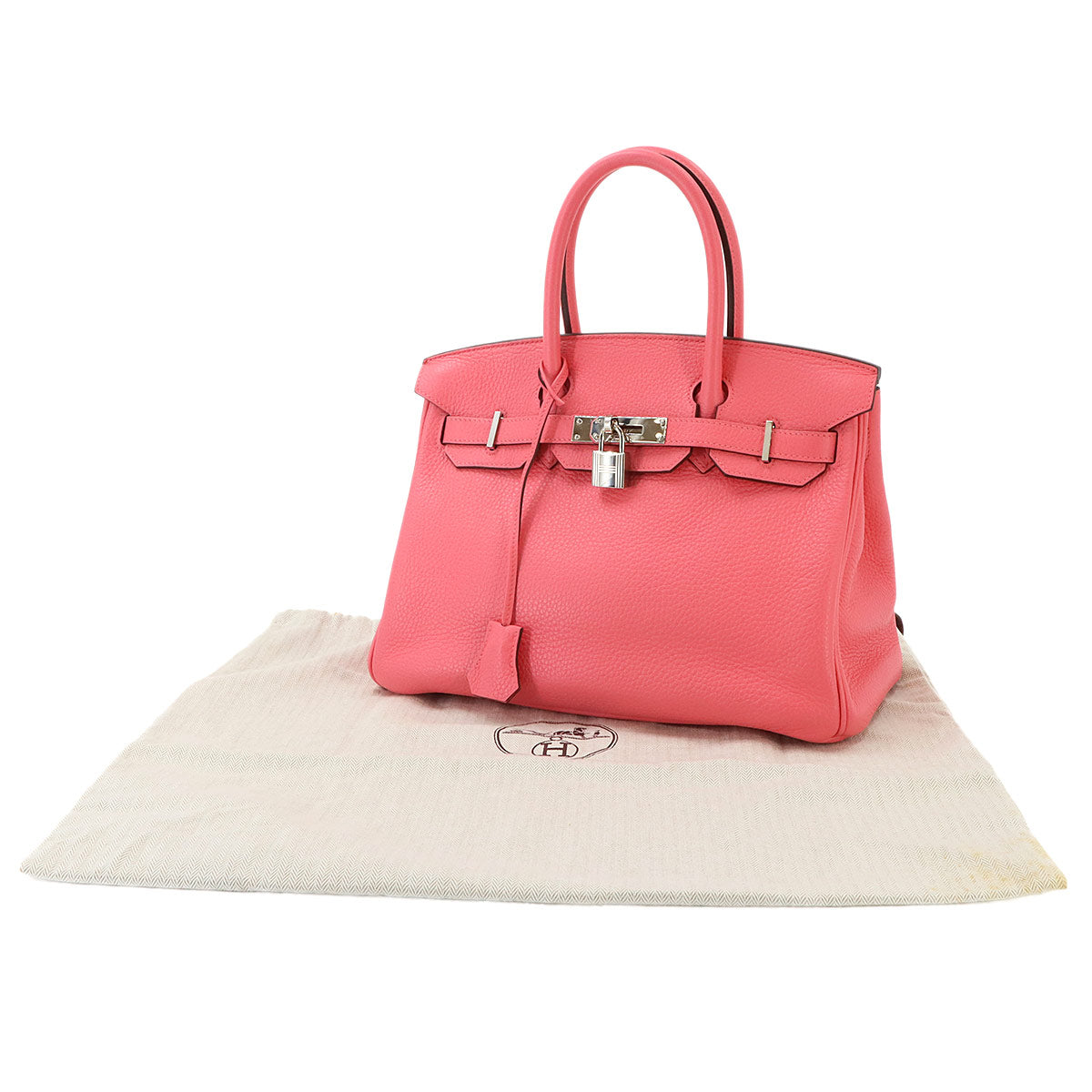 Birkin 30 Taurillon Clemence Rose lipstick Hand Bag Purse Pink