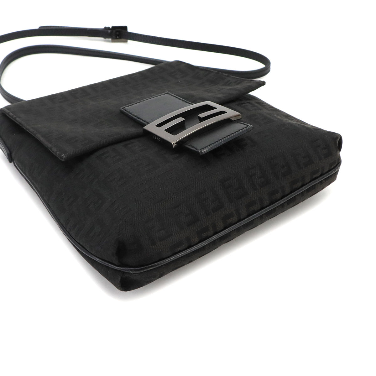 Zucchino Shoulder Bag Canvas Leather Black 8BT075
