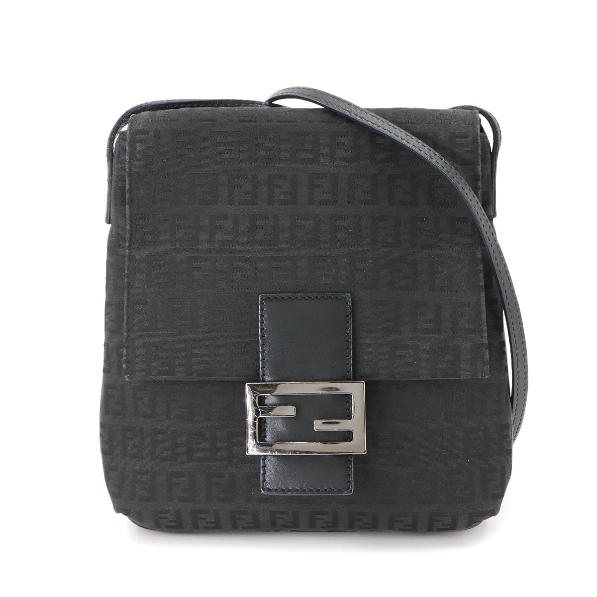 Zucchino Shoulder Bag Canvas Leather Black 8BT075