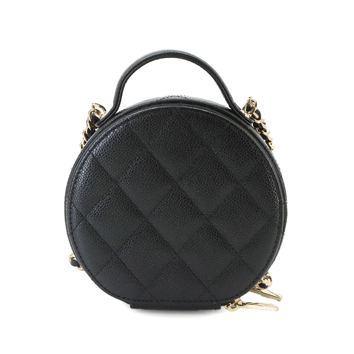 Matelasse Small Vanity Hand Shoulder Bag Leather Black AP2502