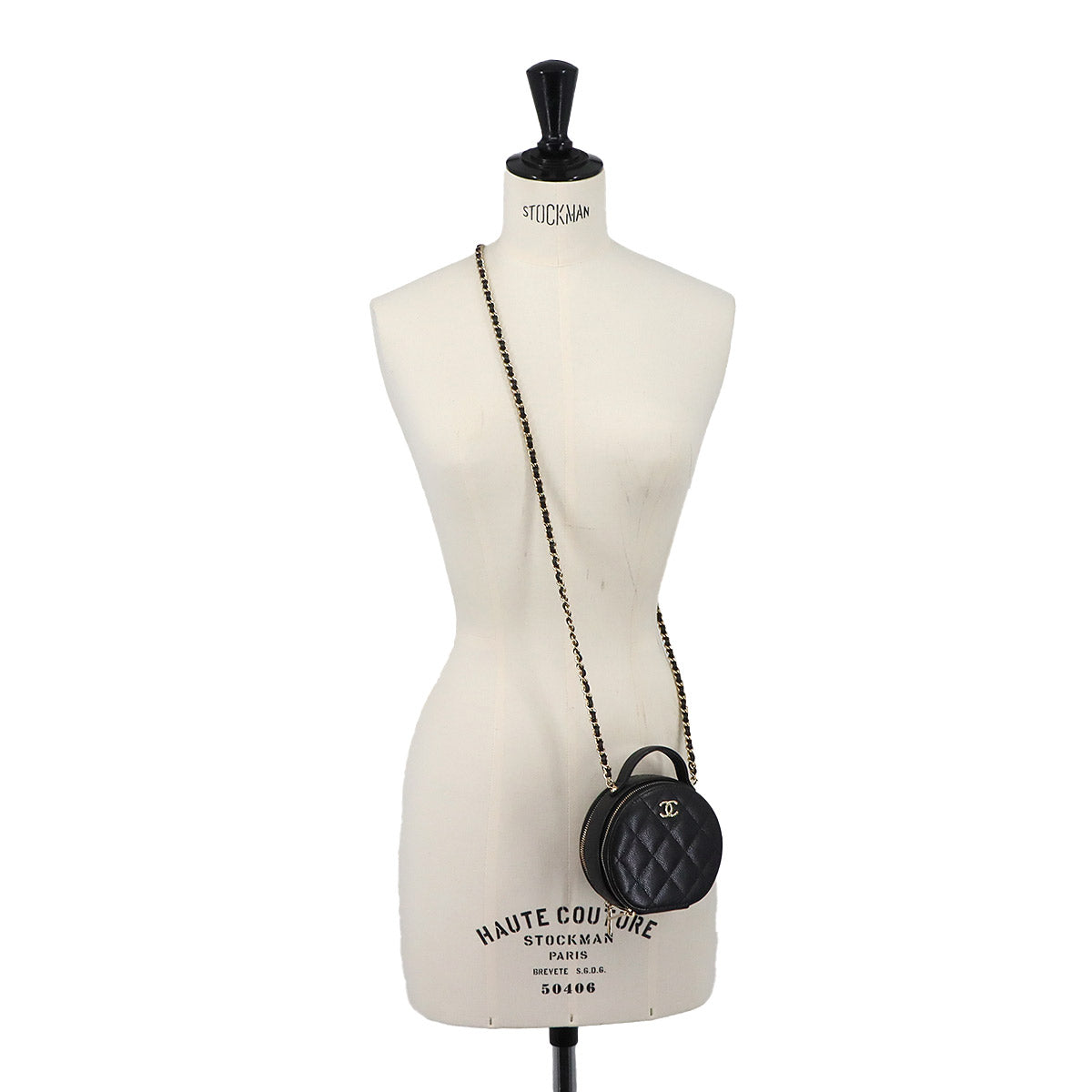 Matelasse Small Vanity Hand Shoulder Bag Leather Black AP2502