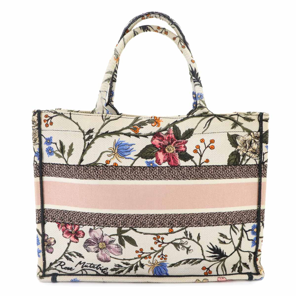 Rosa mutabilis Book Tote Medium Bag Canvas White