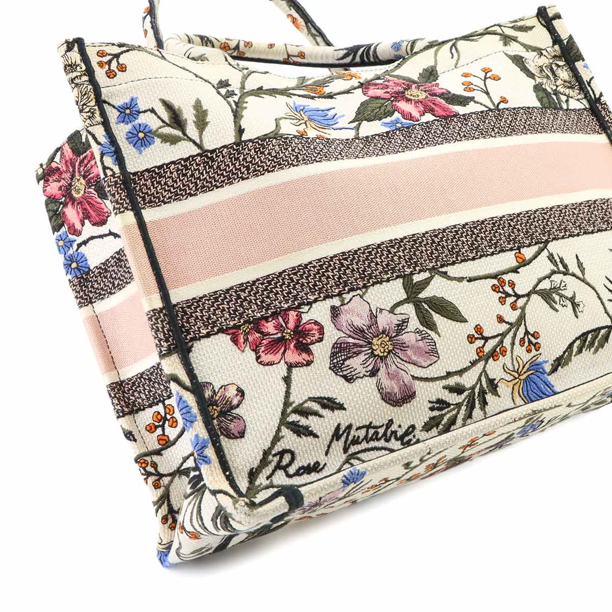 Rosa mutabilis Book Tote Medium Bag Canvas White
