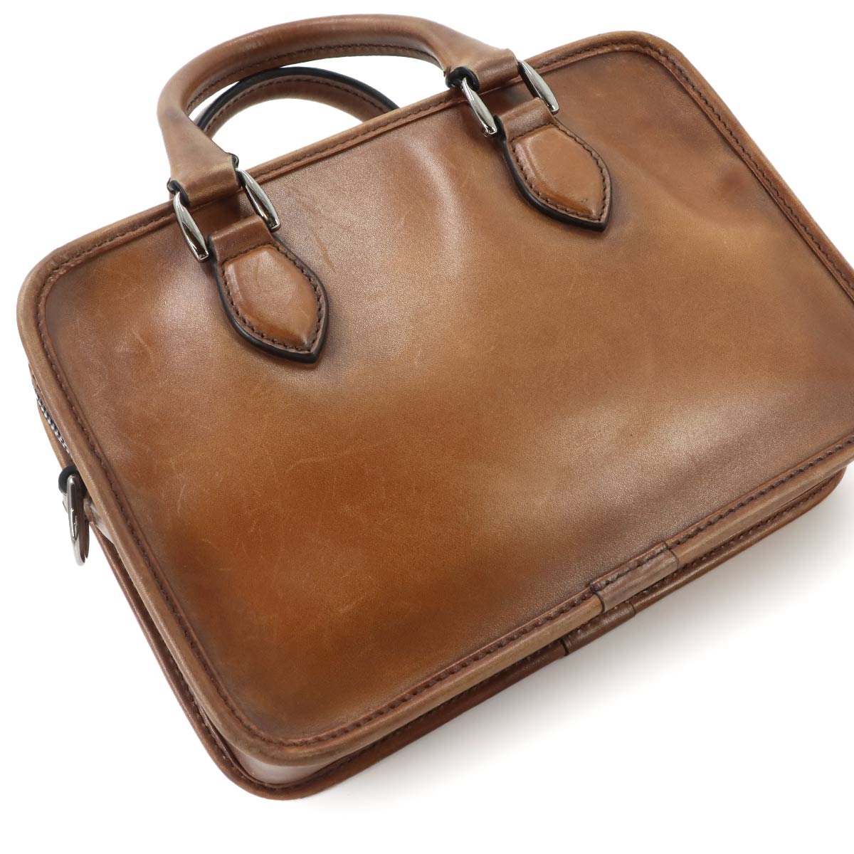 Unjour Gulliver 2way Hand Bag Venezia Leather Brown Purse