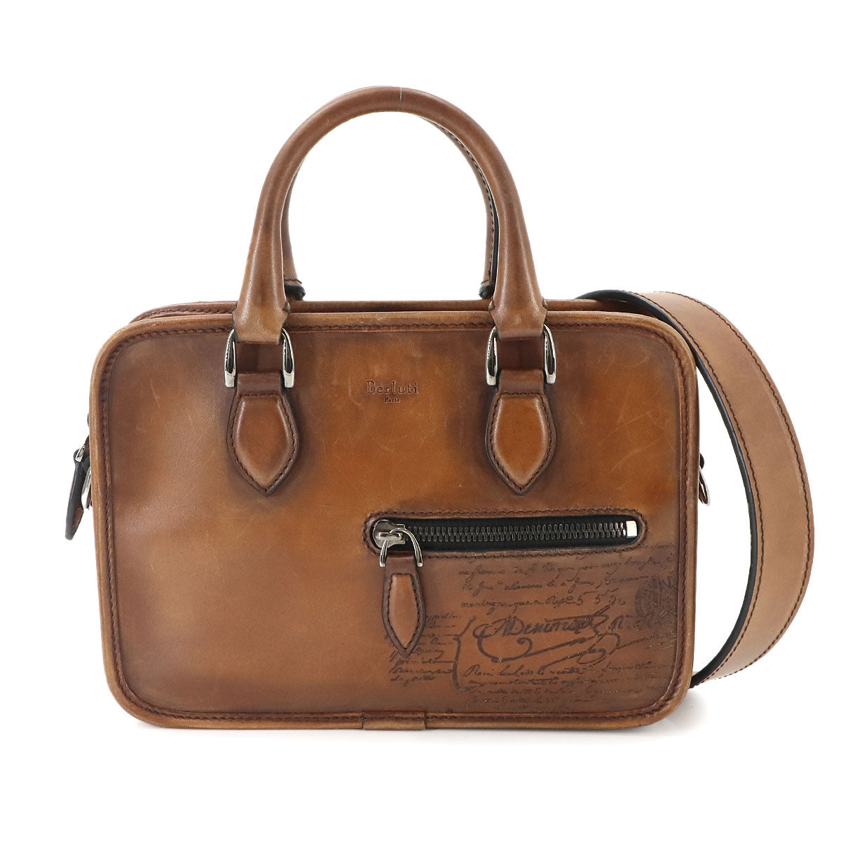 Unjour Gulliver 2way Hand Bag Venezia Leather Brown Purse