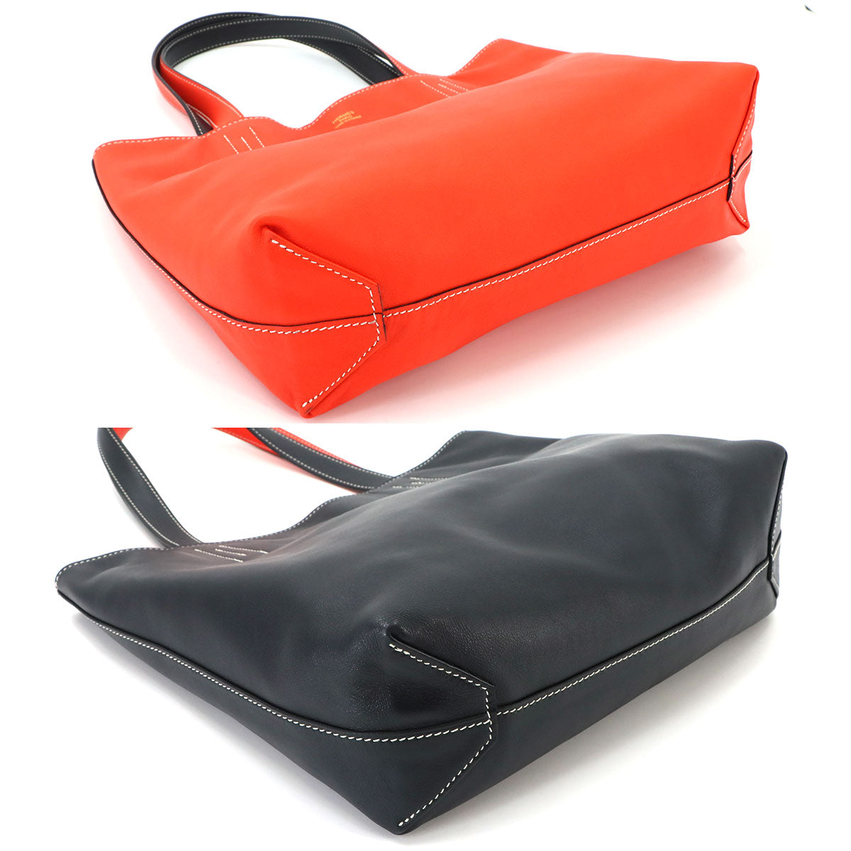 Double Sens 28 Reversible Tote Bag Veau Sikkim Orange Black