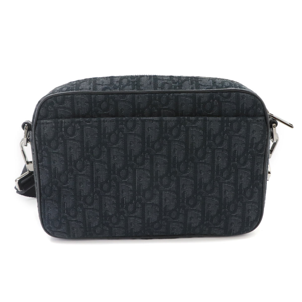 Oblique Safari Shoulder Bag Canvas Leather Black