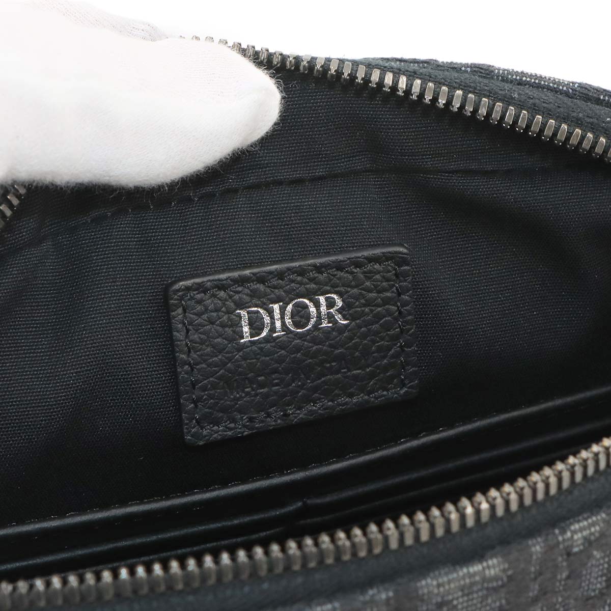 Oblique Safari Shoulder Bag Canvas Leather Black