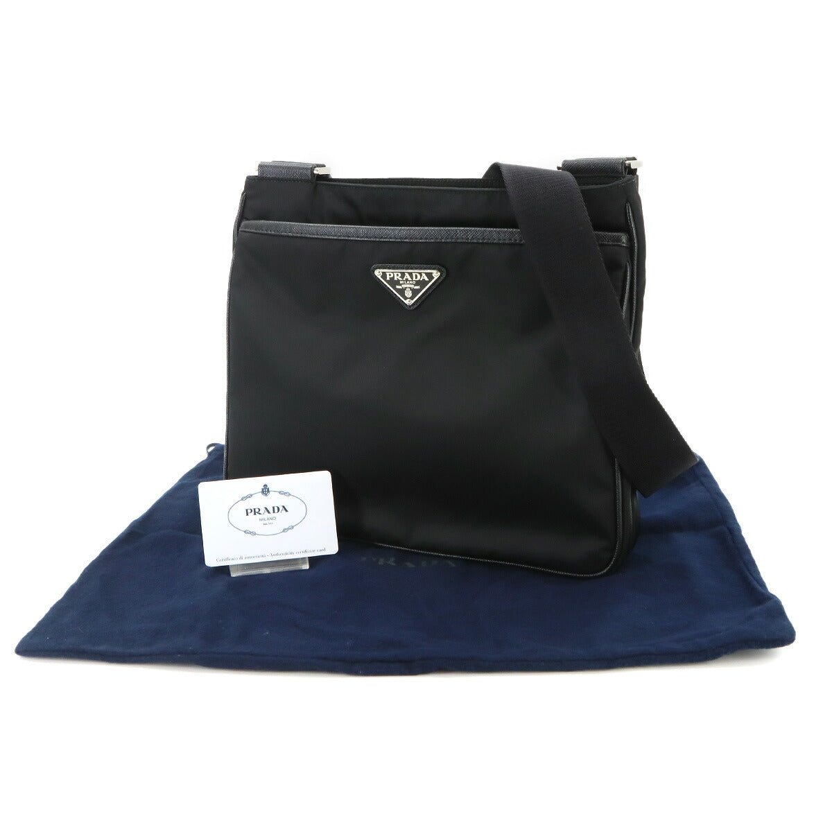 Shoulder Bag Nylon Saffiano Leather Nero Black Purse