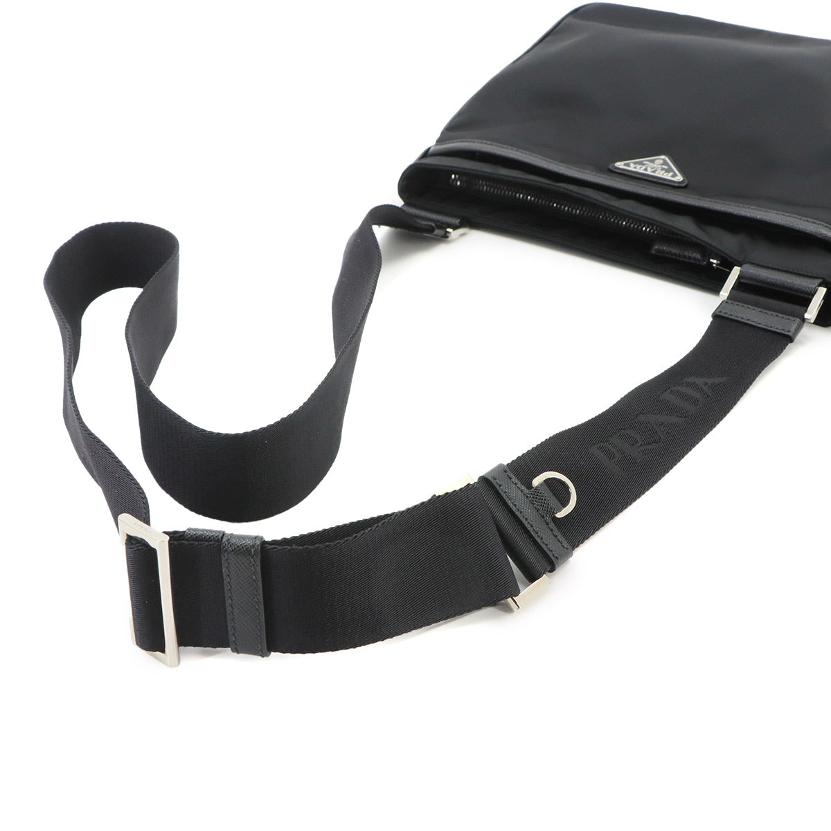 Shoulder Bag Nylon Saffiano Leather Nero Black Purse