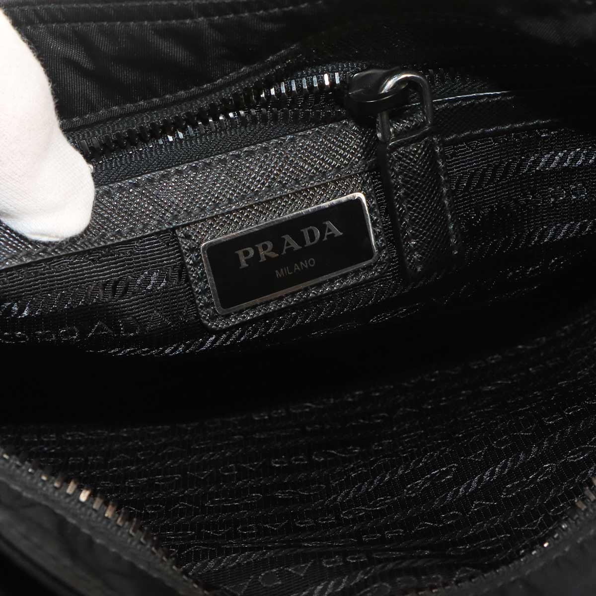 Shoulder Bag Nylon Saffiano Leather Nero Black Purse